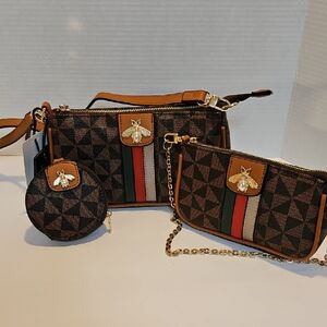 Elegant Brown Designer Women's Bag Set